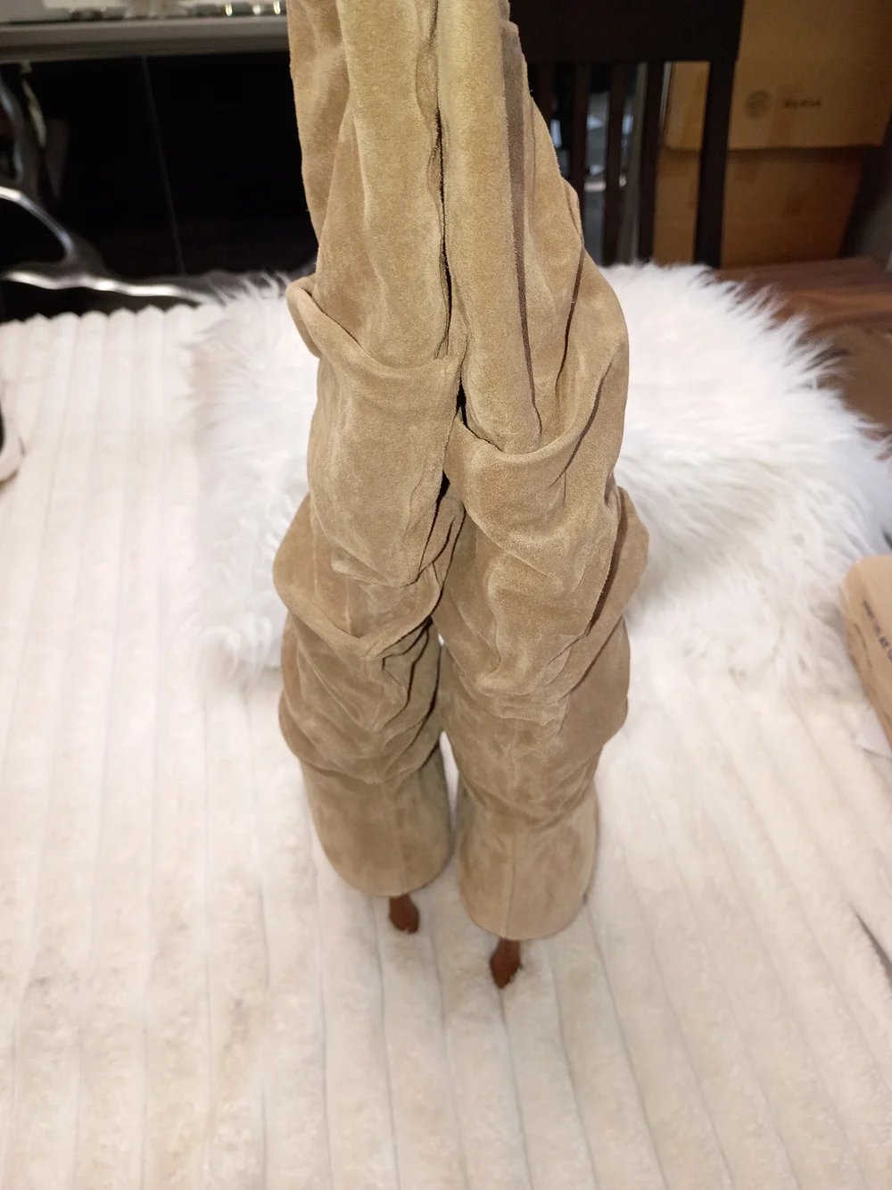 Michael Kors Luna Slouchy Pointed-Toe Tan Heeled Boots 6M